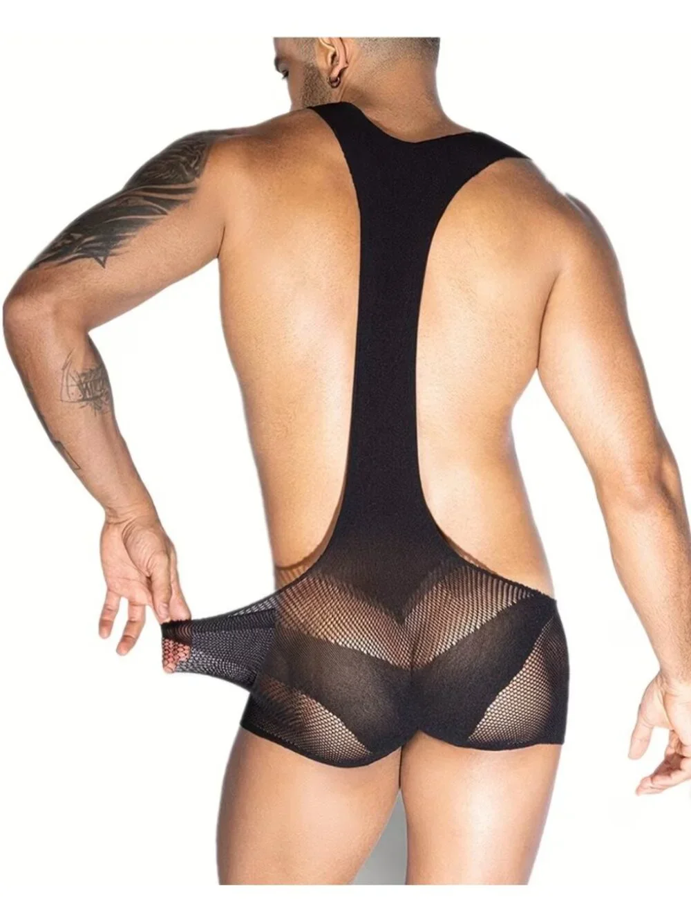 Mens Sexy Black Mesh Bodysuit*Y-Strap*Fishnet*Gay*Cosplay*Sissy*Femboy*NIP